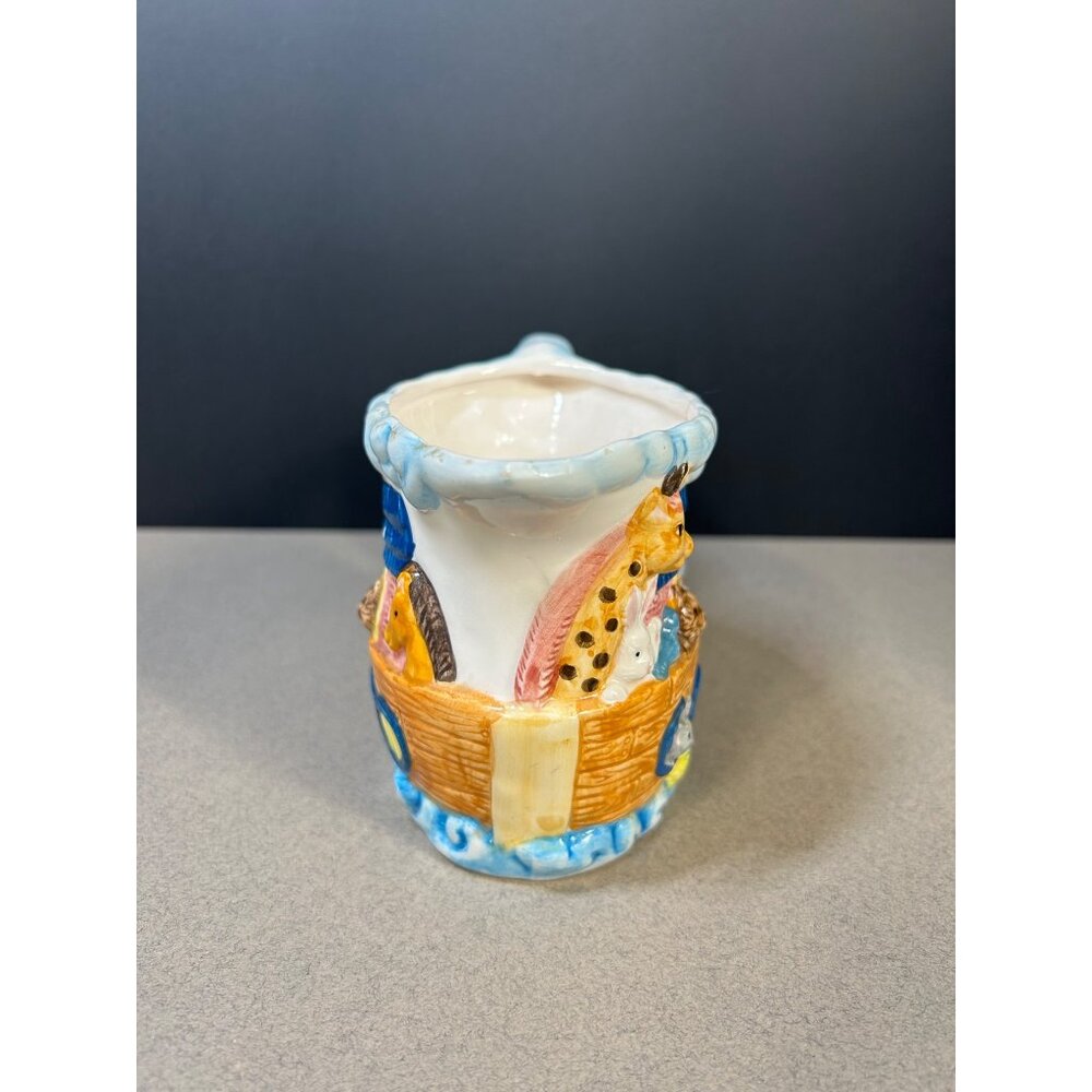 Vintage Noah’s Ark Creamer Pitcher Painted Animals Ceramic Decorative 4'' Tall - Picture 2 of 8